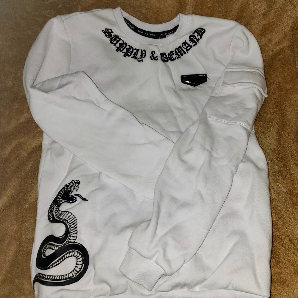 SUPPLY & DEMAND COBRA GRAPHIC SWEATSHIRT WHITE -ONLY 1 IN STOCK!
